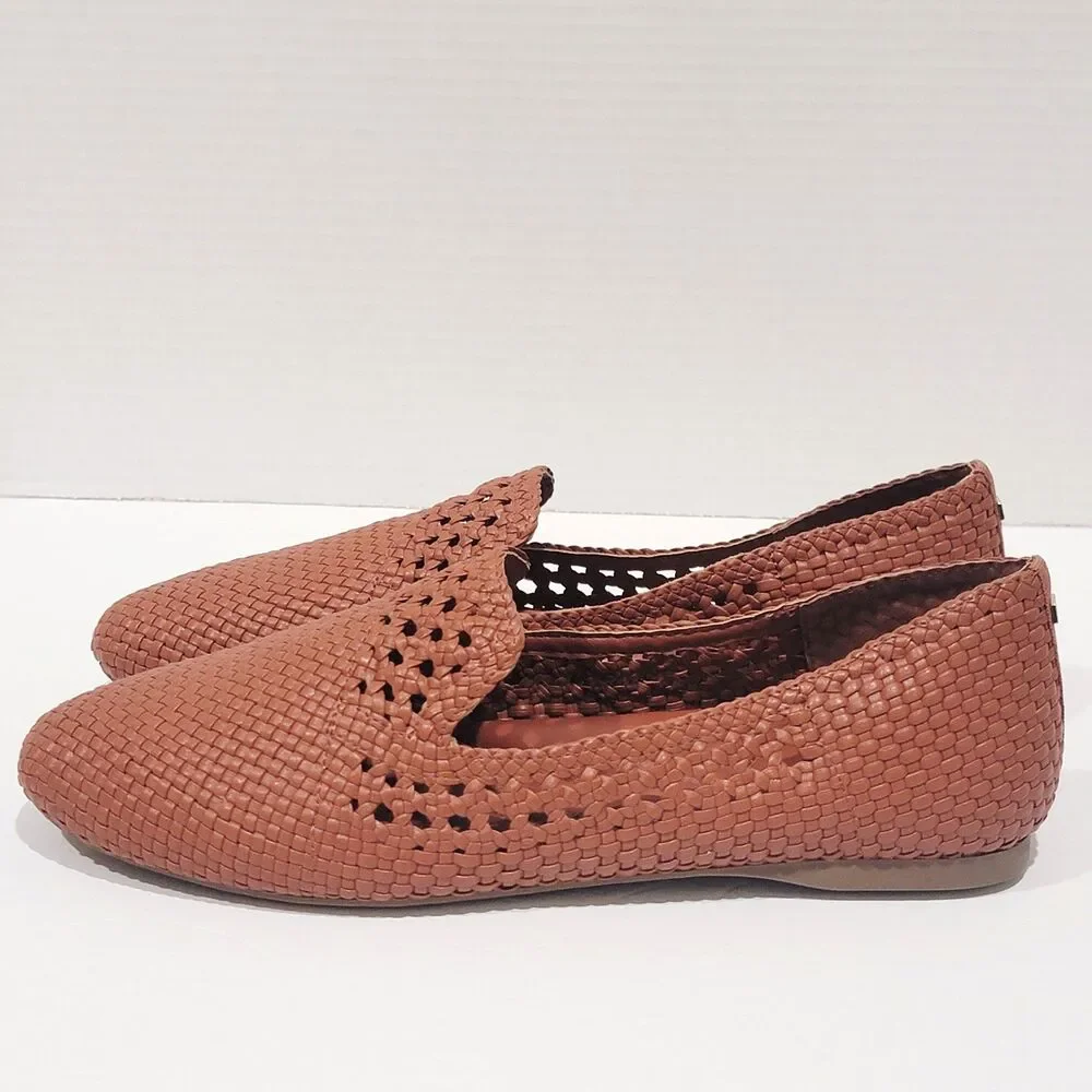 Birdies The Starling Cognac Woven Flats Womens Size 9.5 Slip On Brown Loafers